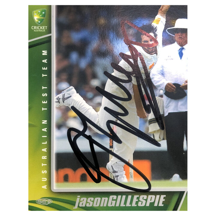 Signed Jason Gillespie Trade Card - Australia Test Team Autograph
