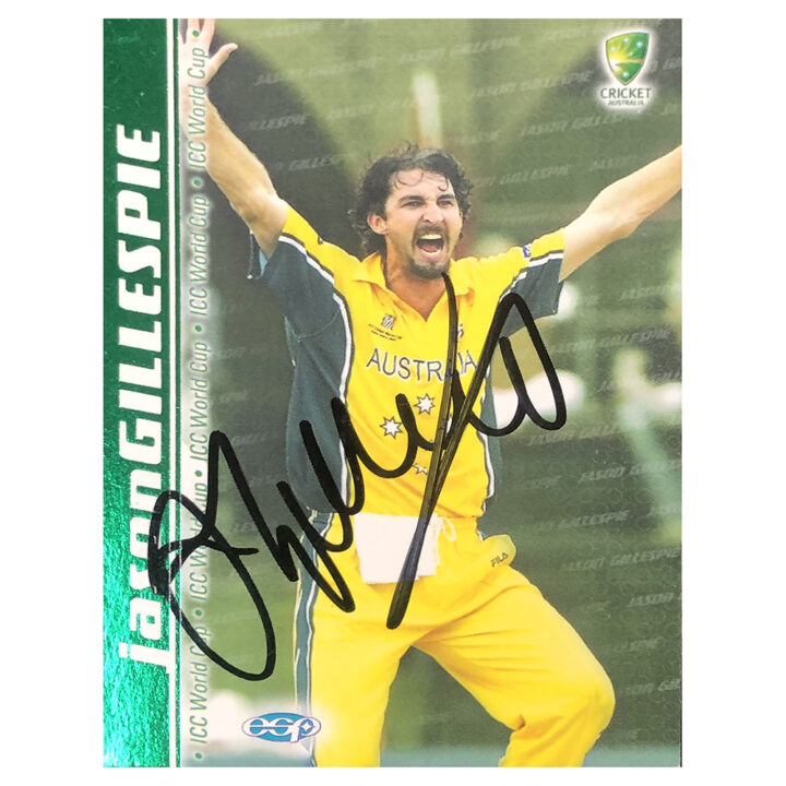 Signed Jason Gillespie Trade Card - Cricket World Cup Winner 2003