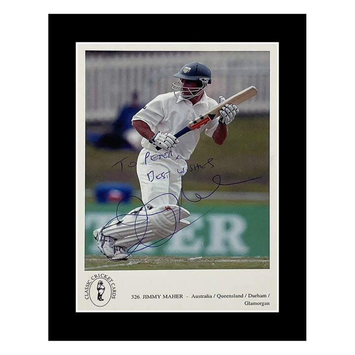 Signed Jimmy Maher Photo Display - 8x6 Australia Cricket Icon