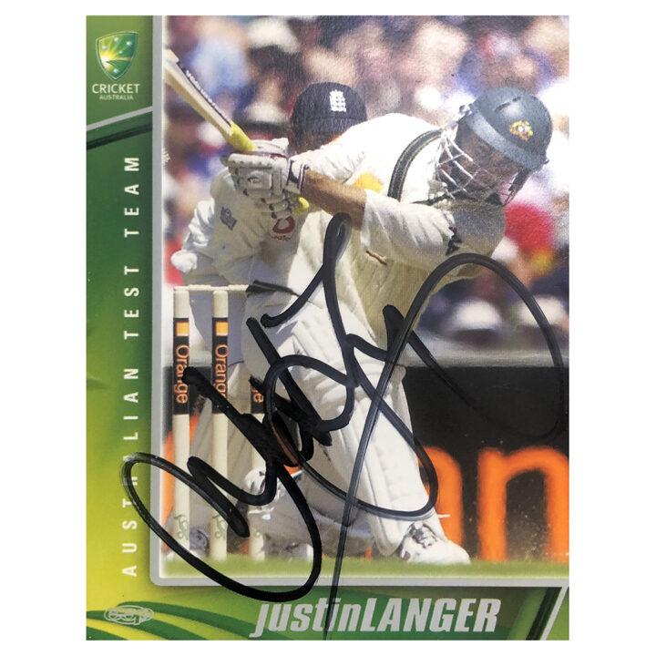 Signed Justin Langer Trade Card - Australia Test Team Autograph