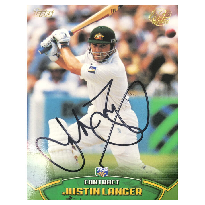 Signed Justin Langer Trading Card - Australia Contract Topps