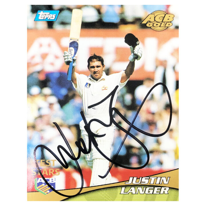 Signed Justin Langer Trading Card - Australia Test Stars Topps