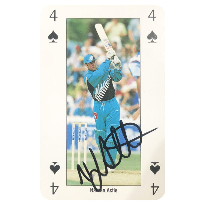 Signed Nathan Astle Playing Card - New Zealand Cricket Autograph