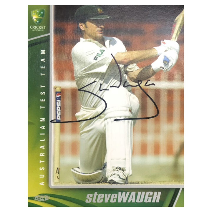 Signed Steve Waugh Trade Card - Australia Test Team Autograph