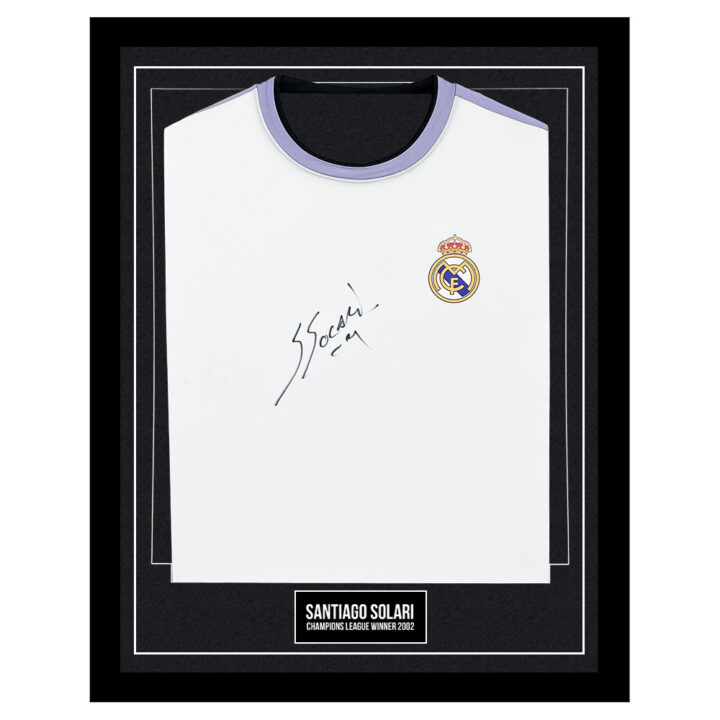 Signed Santiago Solari Framed Shirt - Champions League Winner 2002