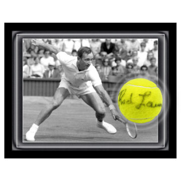 Signed Rod Laver Ball Framed Dome - 4 x Wimbledon Champion
