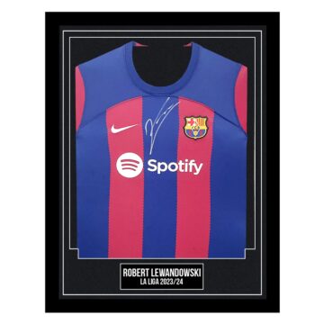 Robert Lewandowski Signed Framed Shirt - FC Barcelona La Liga 2023/24
