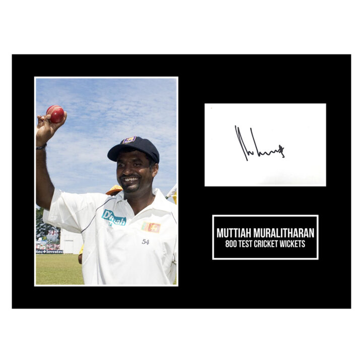 Signed Muttiah Muralitharan Photo Display 16x12 - 800 Test Cricket Wickets