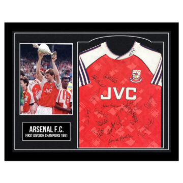 Signed Arsenal F.C. Framed Shirt - First Division Champions 1991