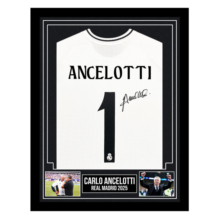 Signed Carlo Ancelotti Framed Shirt - Real Madrid 2025