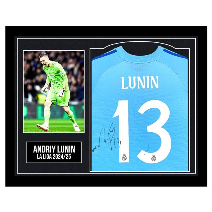 Framed Andriy Lunin Signed Shirt - La Liga 2024/25