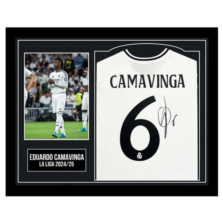 Framed Eduardo Camavinga Signed Shirt - La Liga 2024/25