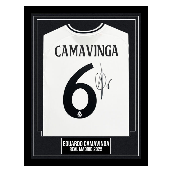 Eduardo Camavinga Signed Framed Shirt - Real Madrid 2025