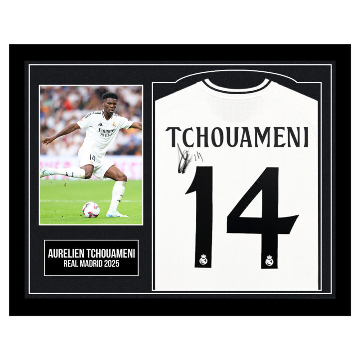 Framed Aurelien Tchouameni Signed Shirt - Real Madrid 2025