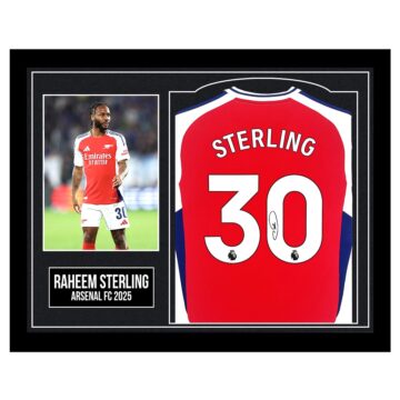 Framed Raheem Sterling Signed Shirt - Arsenal FC 2025