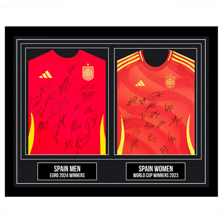 Signed Spain Men & Women Framed Duo Shirts - Euro & World Cup Winners