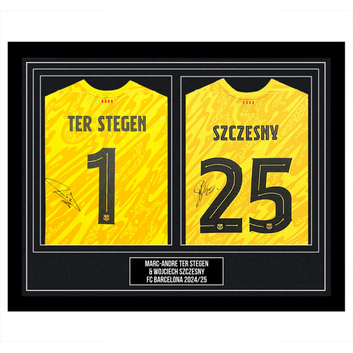 Signed Ter Stegen & Szczesny Framed Duo Shirts - FC Barcelona 2024/25