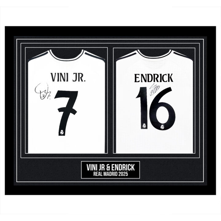 Signed Vini Jr & Endrick Framed Duo Shirts - Real Madrid 2025