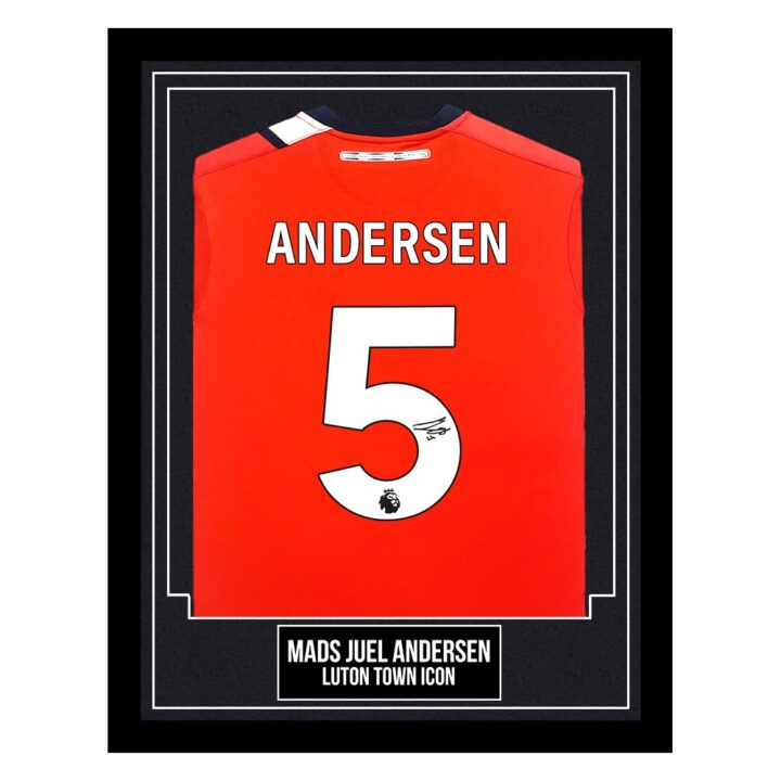 Mads Juel Andersen Signed Framed Shirt - Luton Town Icon