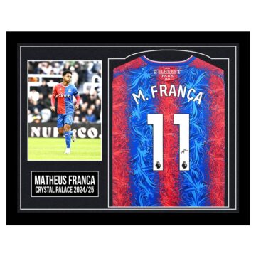 Framed Matheus Franca Signed Shirt - Crystal Palace 2024/25