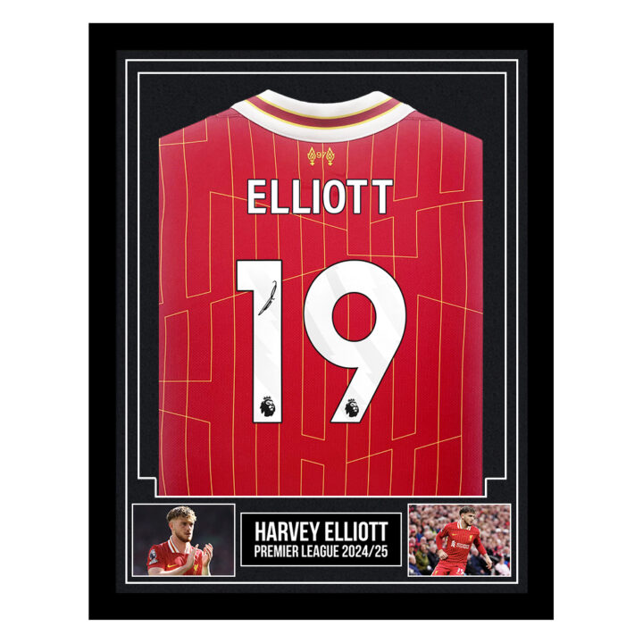 Signed Harvey Elliott Framed Shirt - Premier League 2025