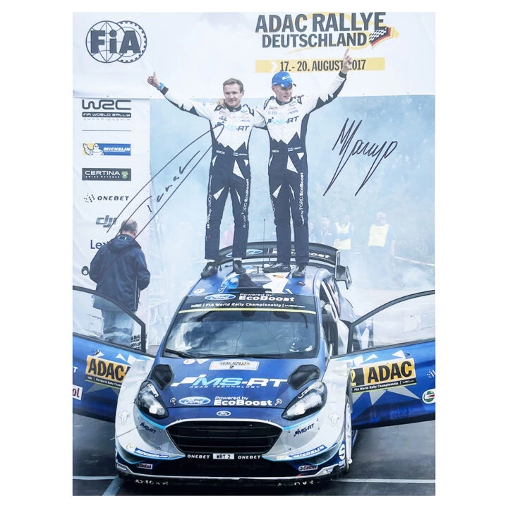 Signed Ott Tanak & Martin Jarveoja Poster Photo - Rally Car Icons