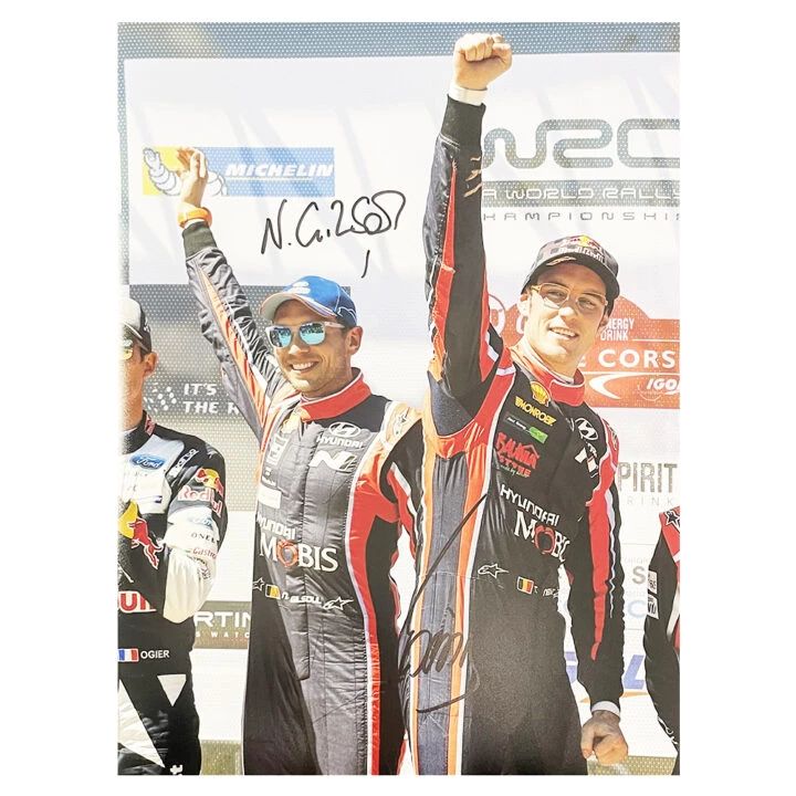 Signed Thierry Neuville & Nicolas Gilsoul Poster Photo - Rally Car Racing Icons