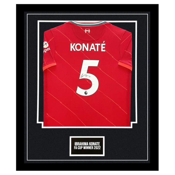 Ibrahima Konate Signed Liverpool Framed Shirt - FA Cup Winner 2022