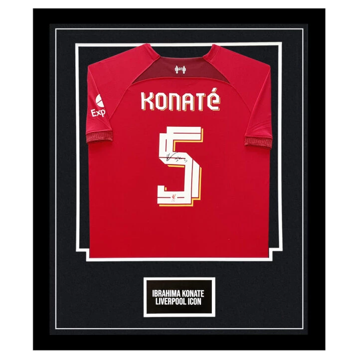 Signed Ibrahima Konate Liverpool Framed Shirt - Champions League 2023