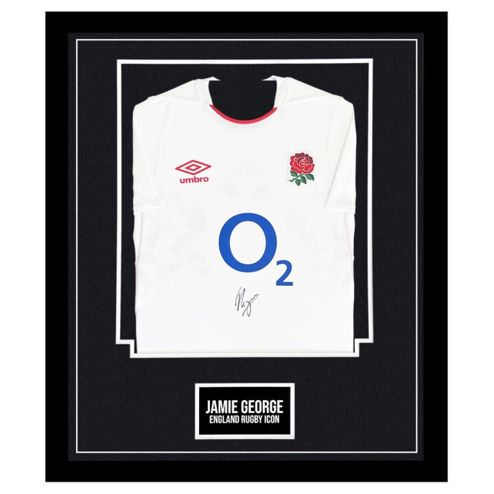 Jamie George Framed Shirt - England Rugby Icon Autograph
