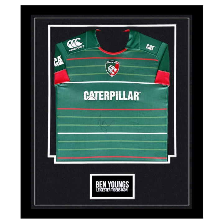 Signed Ben Youngs Framed Shirt - Leicester Tigers Icon