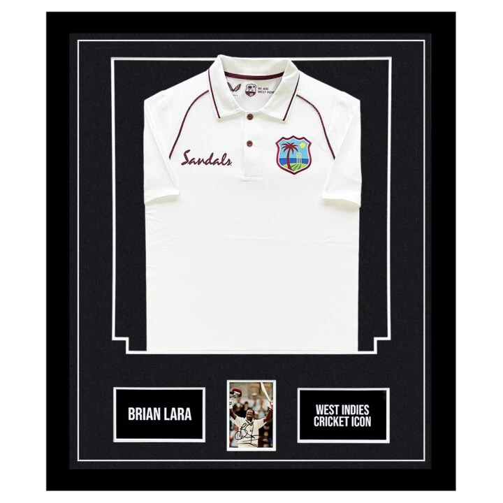 Signed Brian Lara Framed Display - West Indies Cricket Icon Shirt
