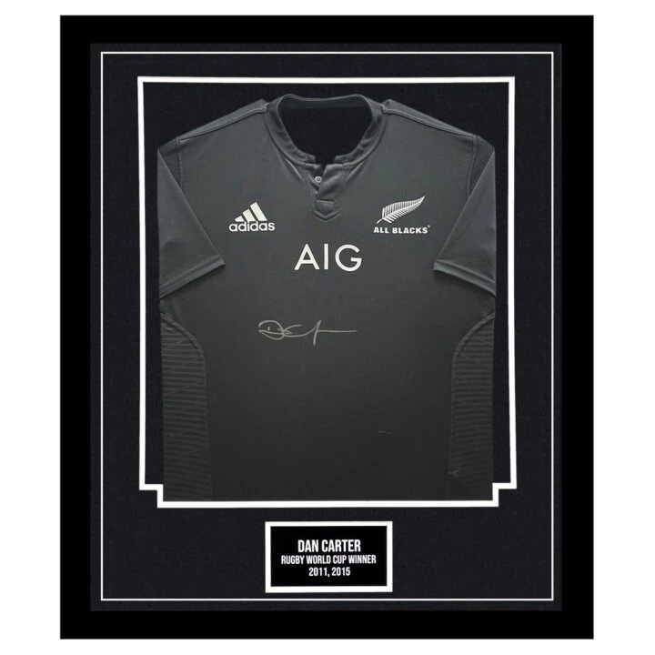 Signed Dan Carter Framed Shirt - RWC Winner 2011 & 2015