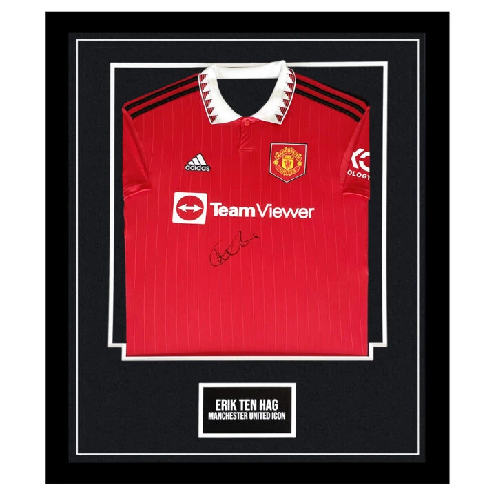 Signed Erik ten Hag Framed Manchester United Shirt - Premier League 2023