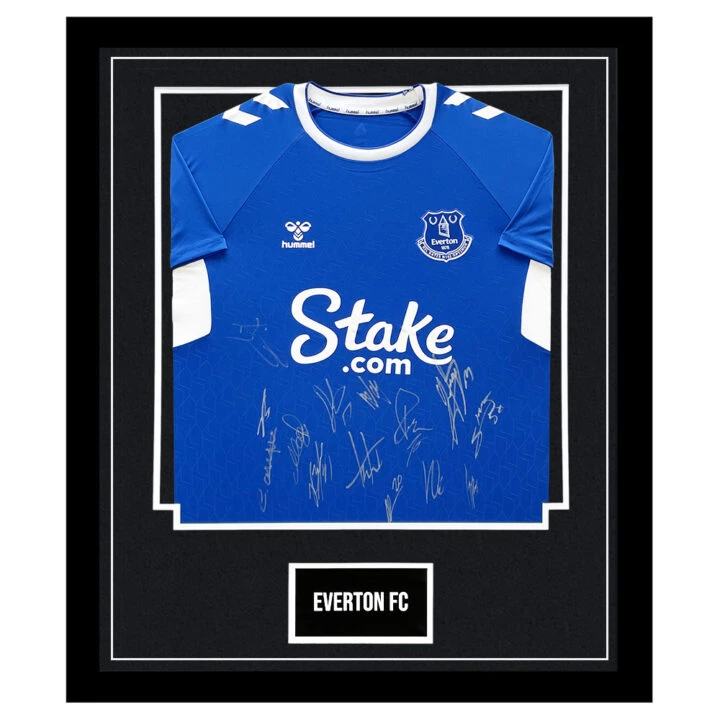 Signed Everton FC Framed Shirt - Premier League Squad Autograph