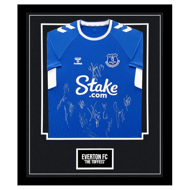 Signed Everton FC Framed Shirt - 'The Toffees' Squad Autograph