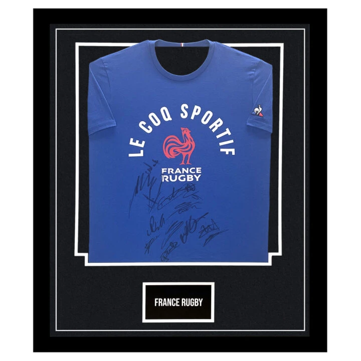 Signed France Rugby Framed Shirt - Squad Autograph Jersey