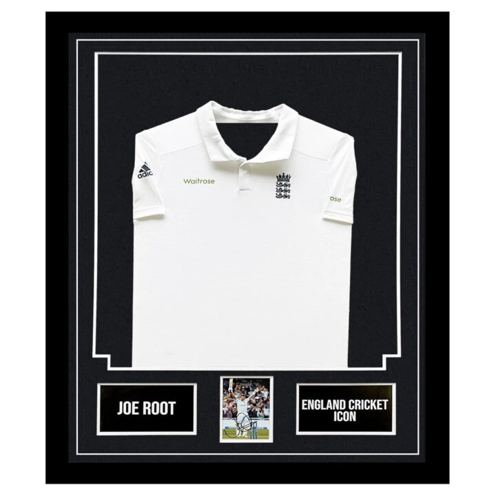 Signed Joe Root Framed Display - England Cricket Icon Shirt