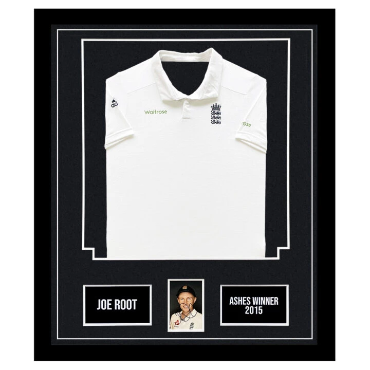 Signed Joe Root Framed Display Shirt - Ashes Winner 2015