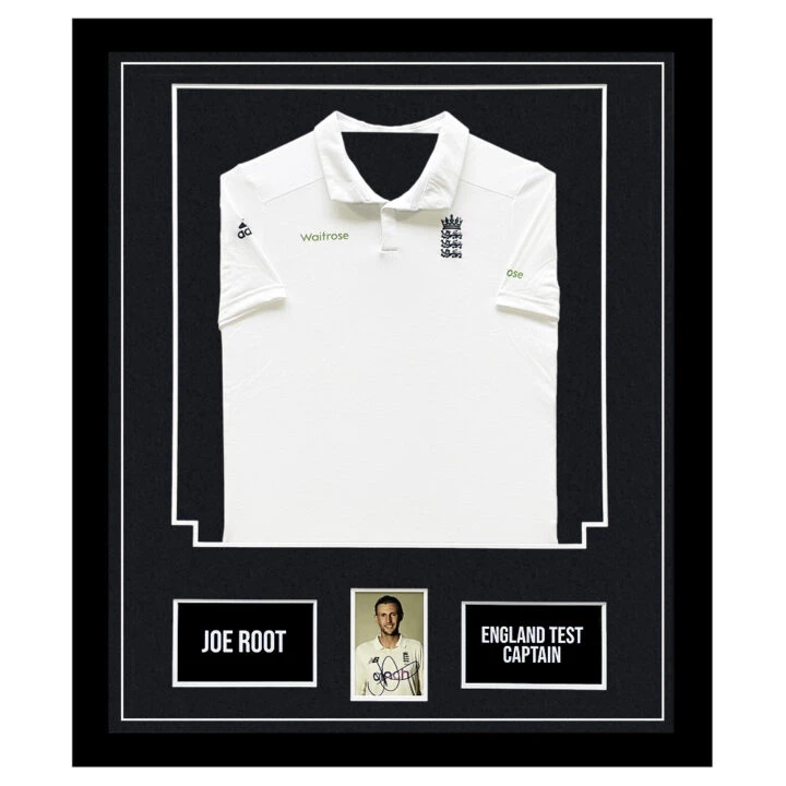 Signed Joe Root Framed Display Shirt - England Cricket Test Captain