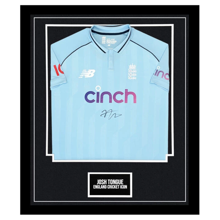 Signed Josh Tongue Framed ODI Shirt - England Cricket Icon
