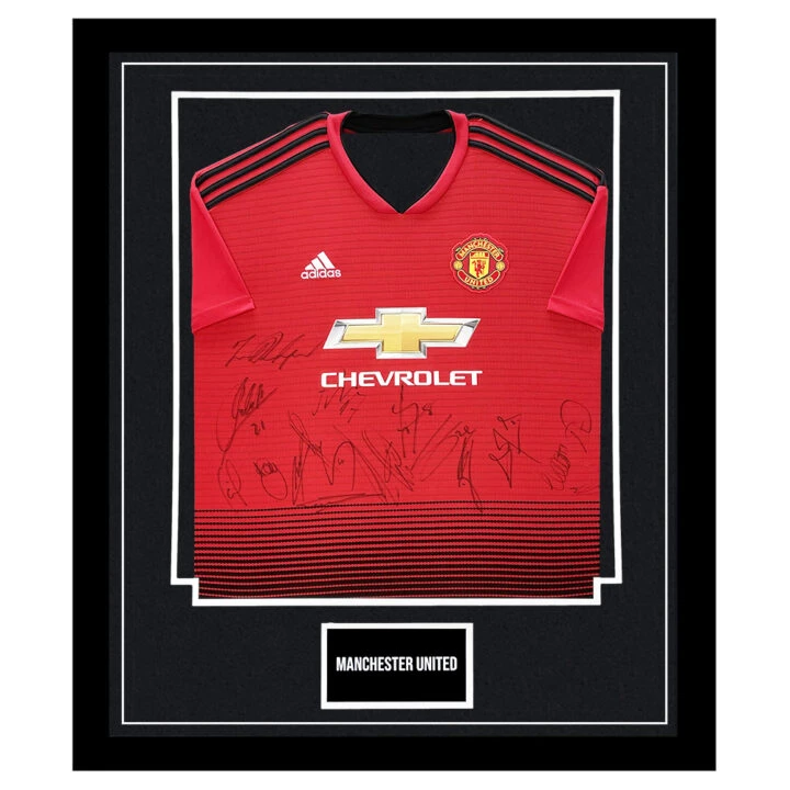 Signed Manchester United Framed Shirt - Rashford, Pogba & De Gea Autograph