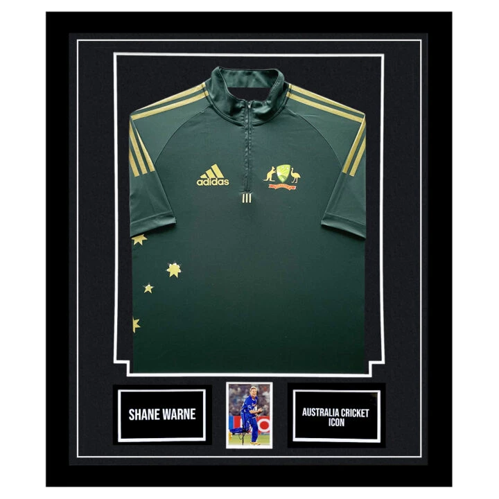Signed Shane Warne Framed Display - Australia Cricket Icon Shirt