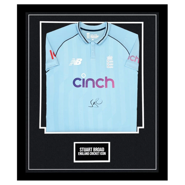 Signed Stuart Broad Framed ODI Shirt - England Cricket Icon