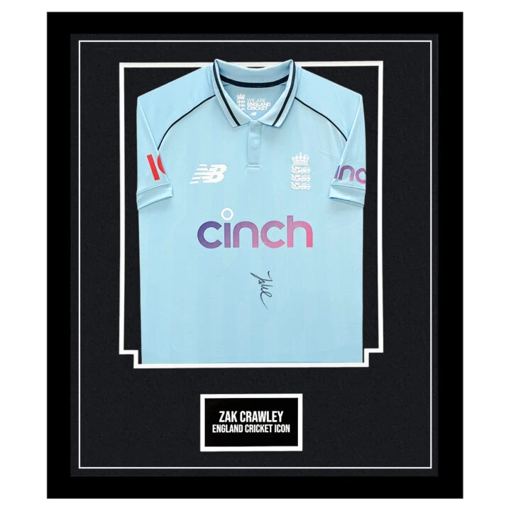 Signed Zak Crawley Framed ODI Shirt - England Cricket Icon