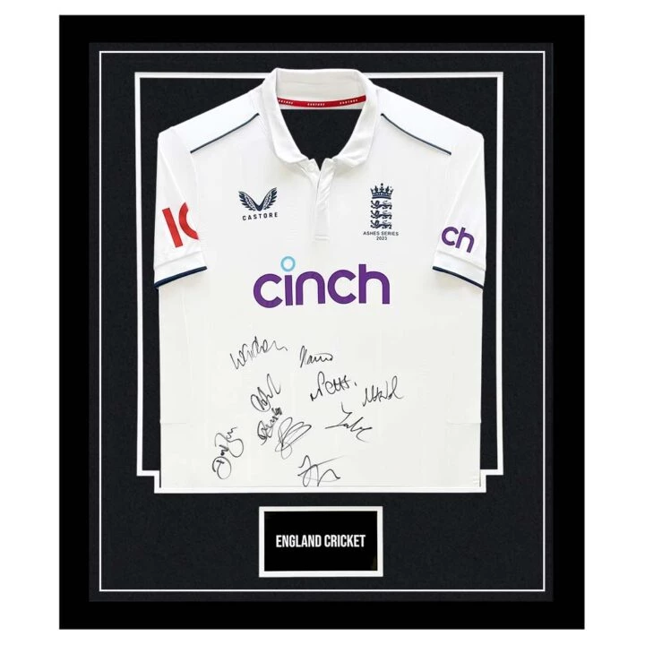Signed England Cricket Framed Shirt - Squad Autograph