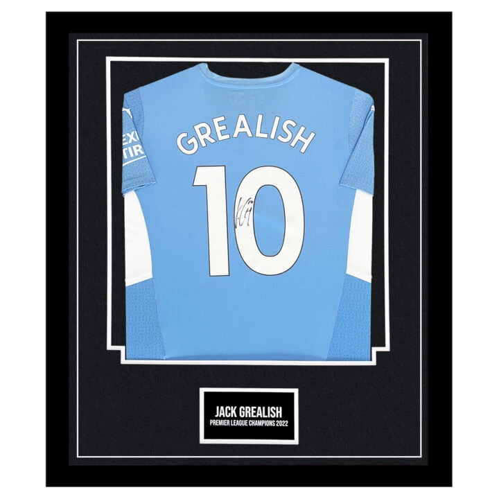 Signed Jack Grealish Framed Shirt - Premier League Champion 2022