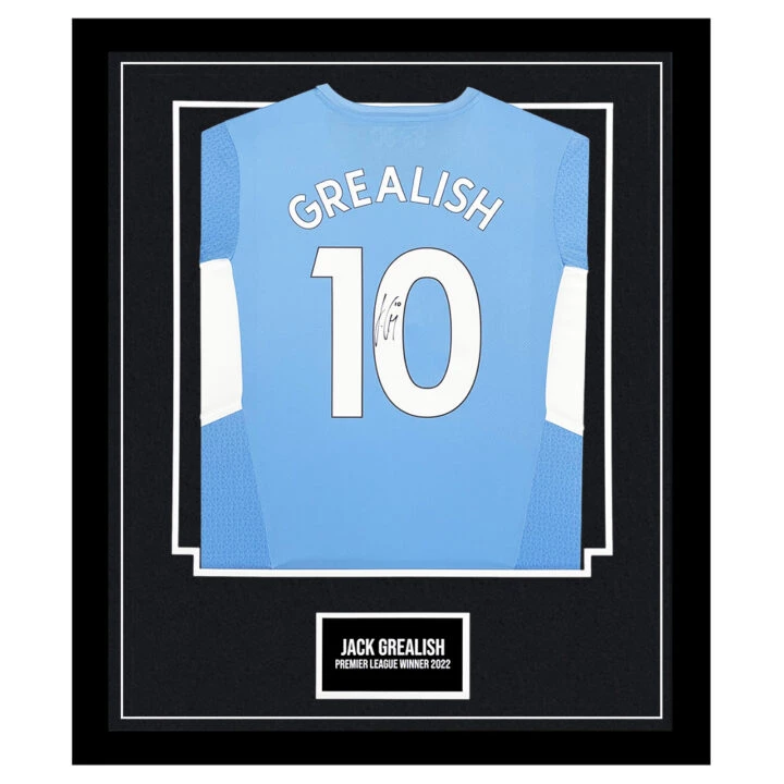 Signed Jack Grealish Framed Shirt - Premier League Winner 2022