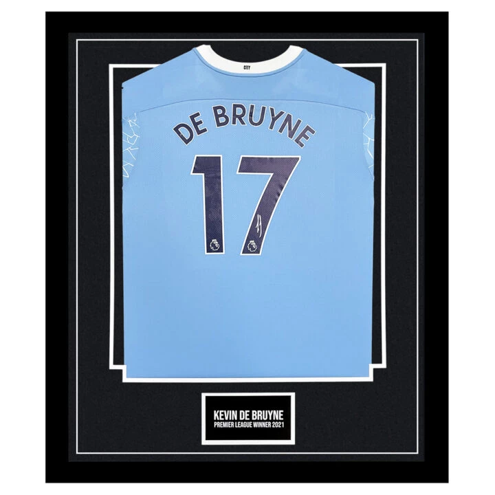 Signed Kevin De Bruyne Framed Shirt - Premier League Winner 2021