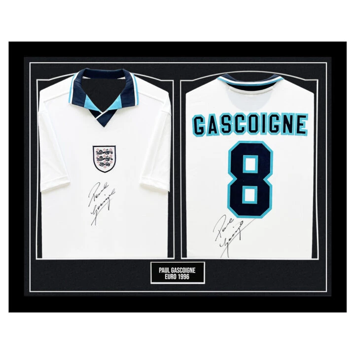 Signed Paul Gascoigne Framed England Shirts - Euro 1996 Icon